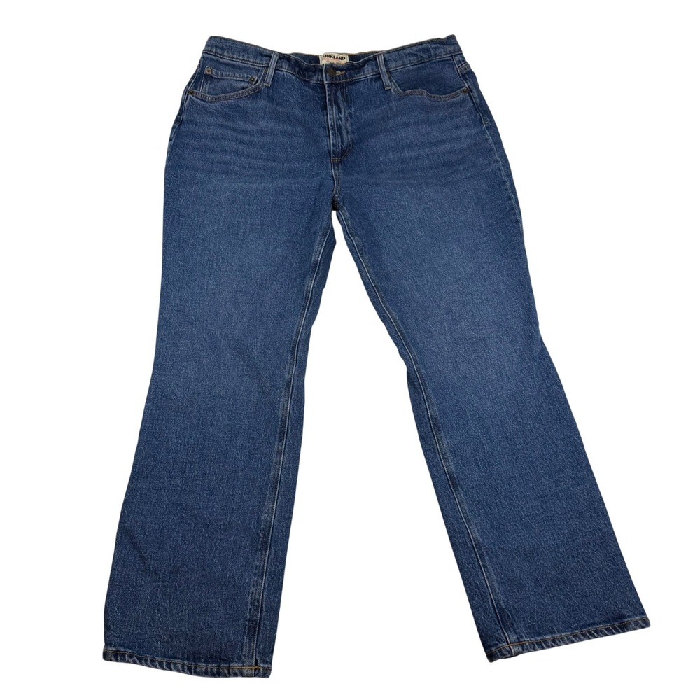 Kirkland Signature Womens High Rise Straight Leg Jeans Blue Size 16 Stretch
